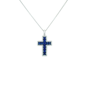 Sapphire Diamond Cross Necklace - SNUJD00117
