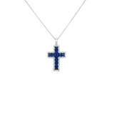 Sapphire Diamond Cross Necklace-Sapphire Diamond Cross Necklace - SNUJD00117