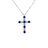 Sapphire Diamond Cross Pendant and Chain-Sapphire Diamond Cross Pendant and Chain - SNNYG00073
