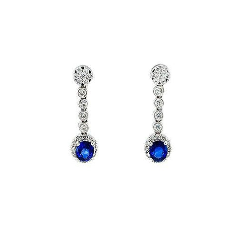 Sapphire Diamond Earrings-Sapphire Diamond Earrings -