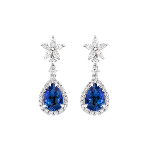 Sapphire Diamond Earrings-Sapphire Diamond Earrings - SENEL00082