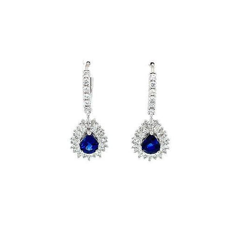 Sapphire Diamond Earrings-Sapphire Diamond Earrings -