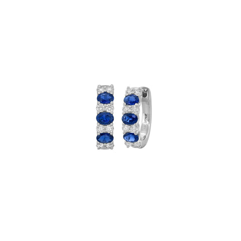 Sapphire Diamond Hoop Earrings -