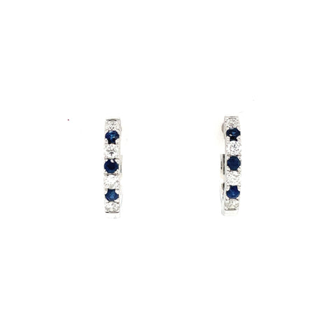 Sapphire Diamond Hoop Earrings-Sapphire Diamond Hoop Earrings - SEEDW00307