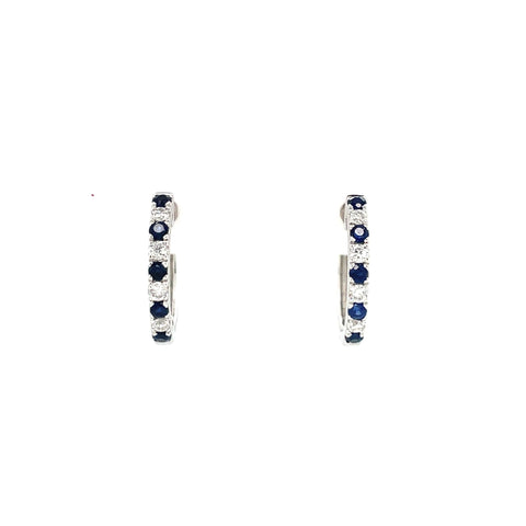 Sapphire Diamond Hoop Earrings-Sapphire Diamond Hoop Earrings - SEEDW00315