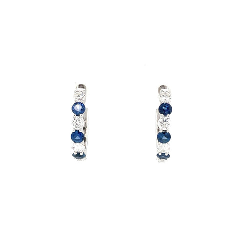 Sapphire Diamond Hoop Earrings-Sapphire Diamond Hoop Earrings - SEEDW00323
