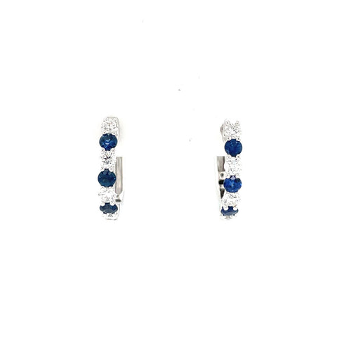 Sapphire Diamond Hoop Earrings-Sapphire Diamond Hoop Earrings - SEEDW00331