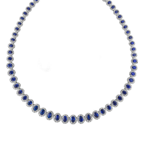 Sapphire Diamond Necklace -