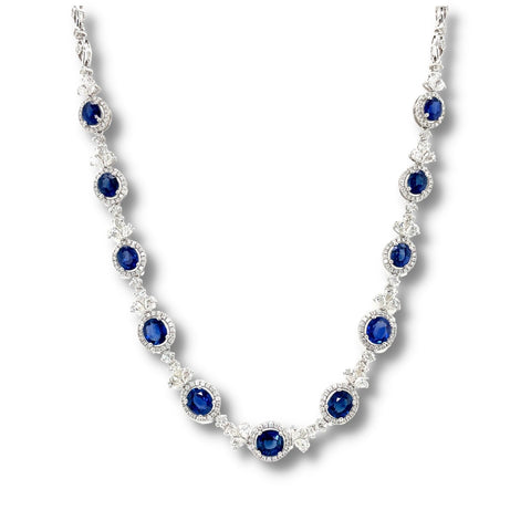 Sapphire Diamond Necklace-Sapphire Diamond Necklace - SNEDW00331