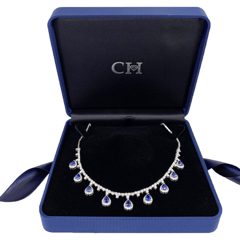 Sapphire Diamond Necklace - SNEDW00364