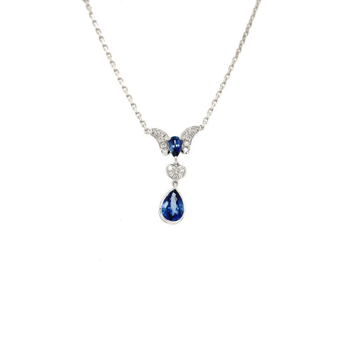 Sapphire Diamond Necklace-Sapphire Diamond Necklace - SNEDW00406