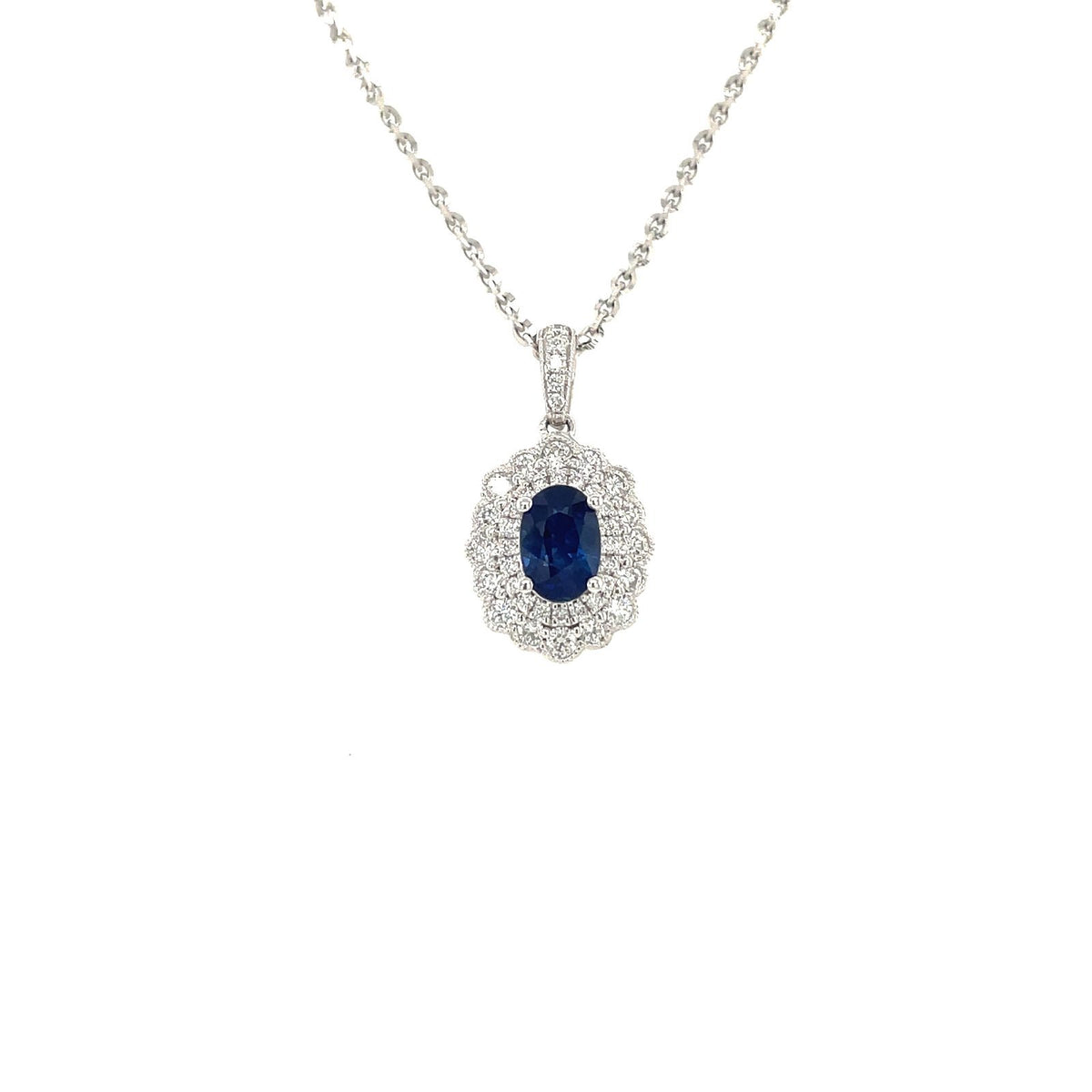 Sapphire Diamond Necklace - SNEDW00414