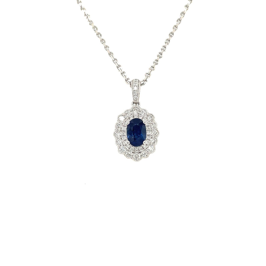 Sapphire Diamond Necklace - SNEDW00414