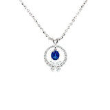 Sapphire Diamond Pendant and Chain-Sapphire Diamond Pendant and Chain - SNEDW00349