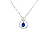Sapphire Diamond Pendant and Chain-Sapphire Diamond Pendant and Chain - SNEDW00356