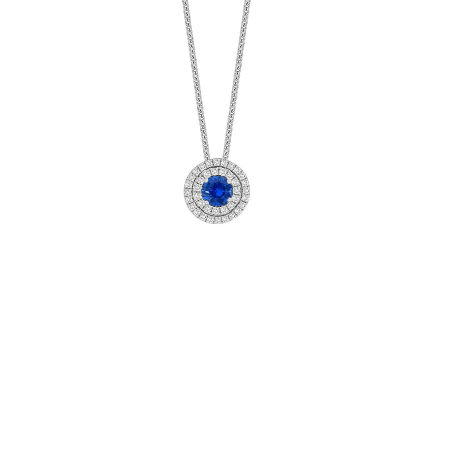 Sapphire Diamond Pendant and Chain -
