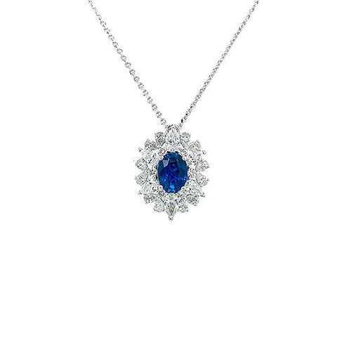 Sapphire Diamond Pendant and Chain-Sapphire Diamond Pendant and Chain - SNTIJ00323
