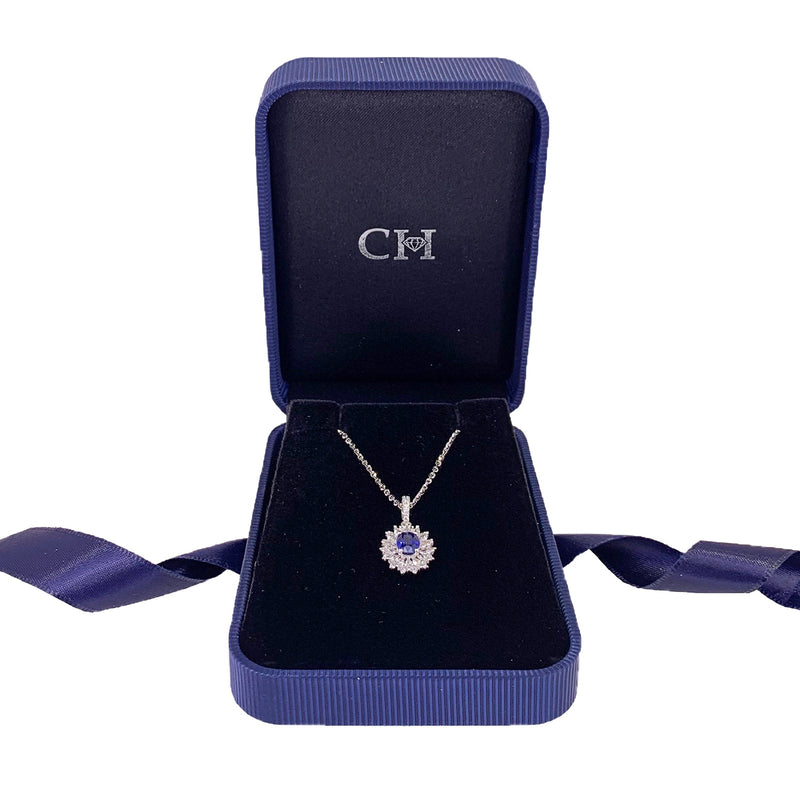 Sapphire Diamond Pendant and Chain-Sapphire Diamond Pendant and Chain - SNTIJ00398