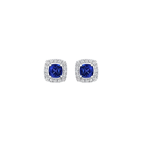 Sapphire Diamond Stud Earrings-Sapphire Diamond Stud Earrings - SENEL00166