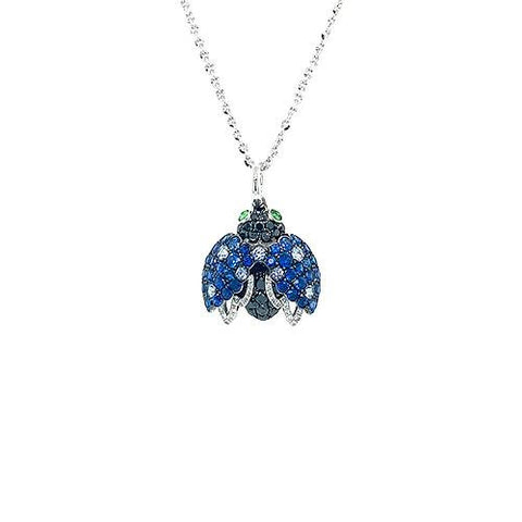 Sapphire Ladybug Pendant and Chain -