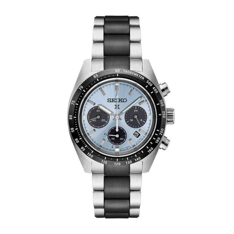 Seiko Prospex Speedtimer Limited Edition SSC909-Seiko Prospex SSC909 - Seiko Prospex Speedtimer Limited Edition SSC909 in a 39mm stainless steel case with ice blue dial on stainless steel bracelet, featuring a chronograph function, date display and powered by light energy for 6 months of power reserve. Limited to 10,000 pieces.