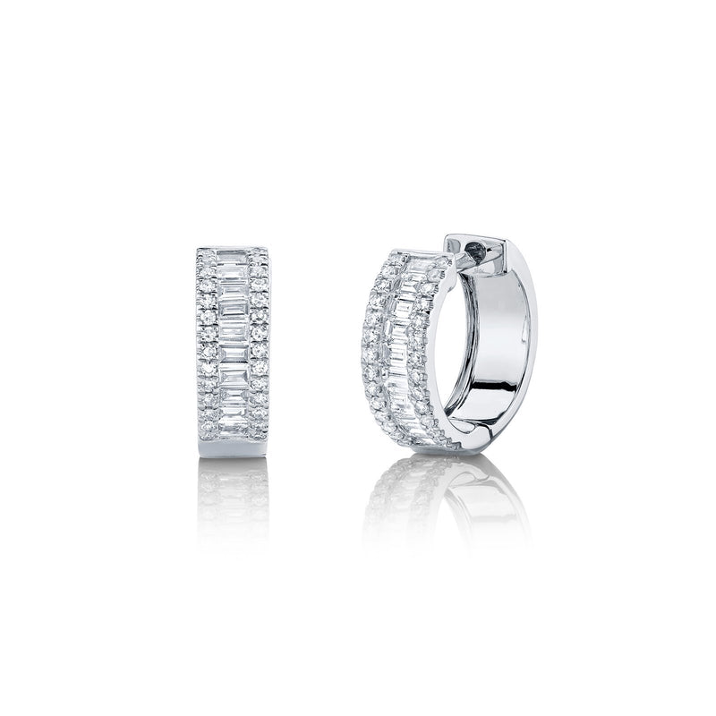 Shy Creation Diamond Baguette Huggie Earrings 0.49 CT-Shy Creation Baguette Huggie Earrings - SC55007094 - Shy Creation Diamond Baguette Huggie Earrings in 14 karat white gold with diamonds totaling 0.49 carats.
