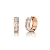 Shy Creation Diamond Baguette Huggie Earrings 0.49 CT-Shy Creation Baguette Huggie Earrings - SC55007096 - Shy Creation Diamond Baguette Huggie Earrings in 14 karat rose gold with diamonds totaling 0.49 carats.