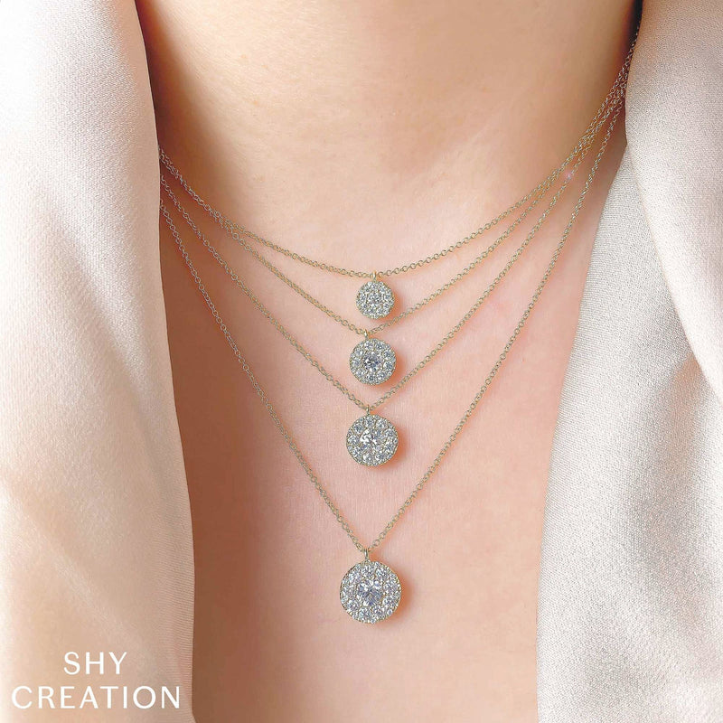 Shy Creation Diamond Cluster Necklace 0.75 CT-Shy Creation Bella Riva Diamond Cluster Necklace - SC22008047