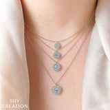 Shy Creation Diamond Cluster Necklace-Shy Creation Bella Riva Diamond Cluster Necklace - SC22008046