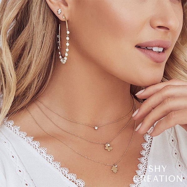 Shy Creation Butterfly Necklace - SC55009037 - Shy Creation Butterfly Necklace in 14 karat yellow gold with one diamond weighing 0.02 carats.