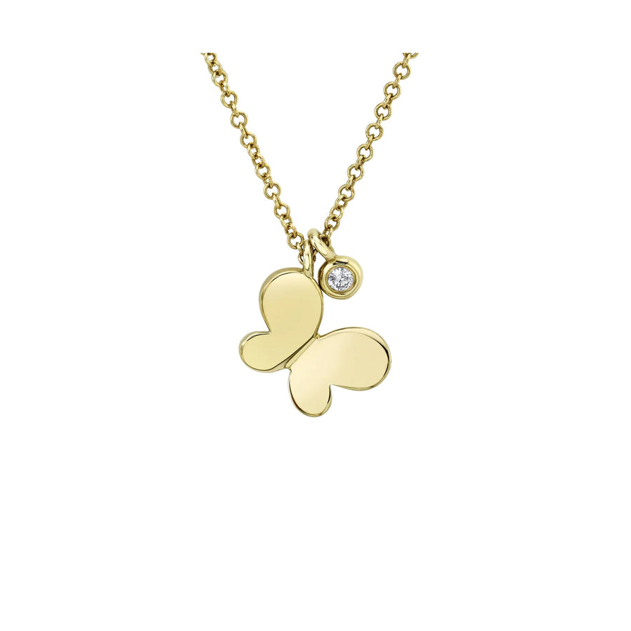 Shy Creation Butterfly Necklace - SC55009037 - Shy Creation Butterfly Necklace in 14 karat yellow gold with one diamond weighing 0.02 carats.