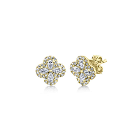 Shy Creation Diamond Clover Stud Earrings-Shy Creation Clover Diamond Stud Earrings - SC55019424 - Shy Creation Clover Diamond Stud Earrings in 14 karat yellow gold with diamonds totaling 0.60 carats.