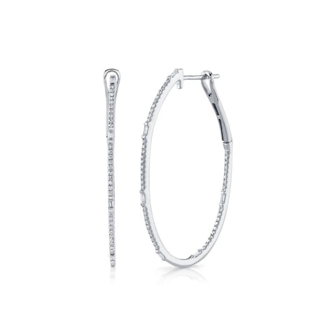 Shy Creation Diamond Baguette Oval Hoop Earrings - SC55004901V2