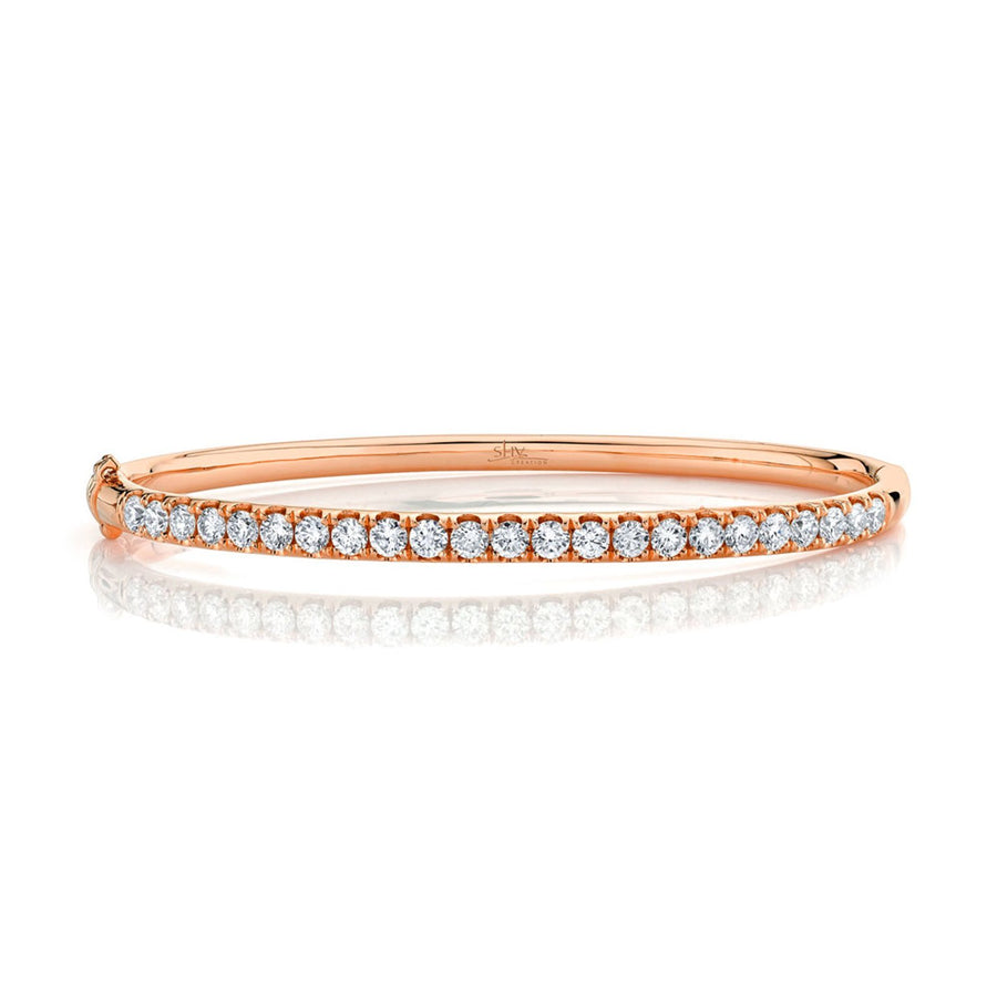 Shy Creation Diamond Bangle in 14 karat rose gold with diamonds totaling 2.00 carats.