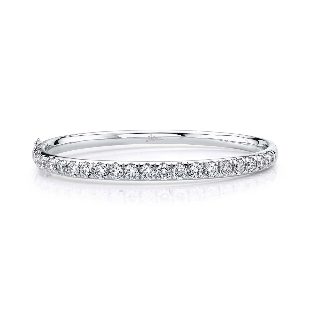 Shy Creation Diamond Bangle - SC22006118ZS - Shy Creation Diamond Bangle in 14 karat white gold with diamonds totaling 3.95 carats.