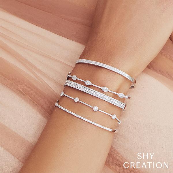 Shy Creation Diamond Bangle - SC55002255ZS - Shy Creation Diamond Bangle in 14 karat white gold with diamonds totaling 0.52 carats.