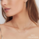 Shy Creation Diamond Bar Necklace-Shy Creation Diamond Bar Necklace - SC55001241