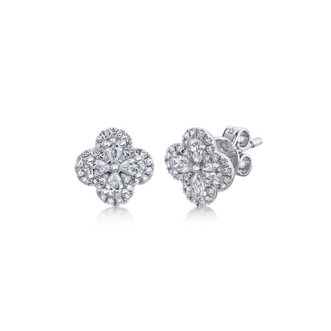 Shy Creation Diamond Clover Stud Earrings - SC55019423
