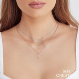 Shy Creation Diamond Crescent Moon Necklace-Shy Creation Diamond Crescent Moon Necklace - SC55002688