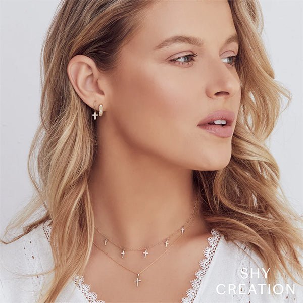 Shy Creation Diamond Cross Necklace 0.06 CT-Shy Creation Diamond Cross Necklace - SC22002783AC