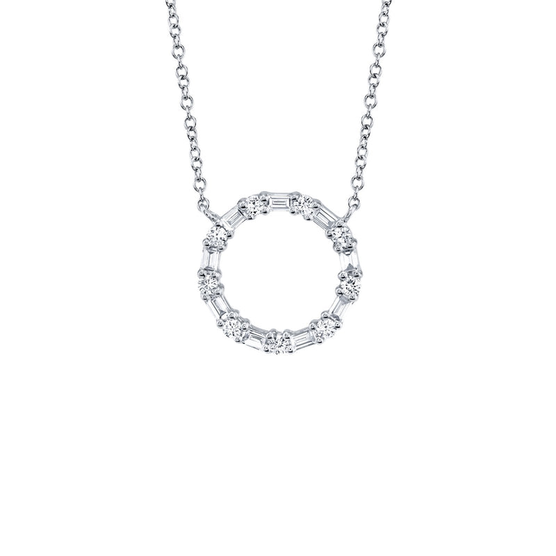 Shy Creation Diamond Baguette Circle Necklace 0.29 CT-Shy Creation Diamond Cross Necklace - SC55008725