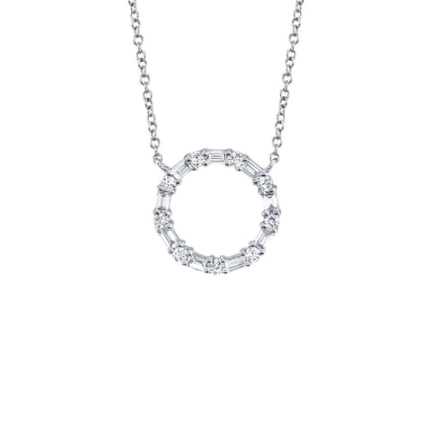 Shy Creation Diamond Circle Necklace-Shy Creation Diamond Cross Necklace - SC55008725