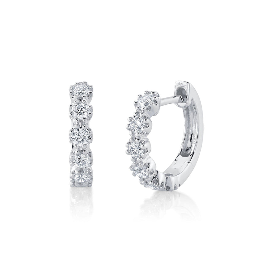 Shy Creation Diamond Crown Setting Huggie Earrings - SC55023898