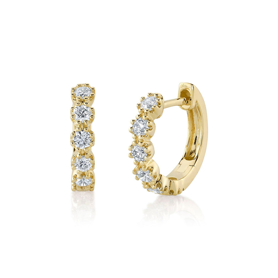 Shy Creation Diamond Crown Setting Huggie Earrings - SC55023899 - Shy Creation Diamond Crown Setting Huggie Earrings in 14 karat yellow gold with diamonds totaling 0.54 carats.