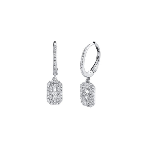 Shy Creation Diamond Dangle Huggie Earrings - SC55019920