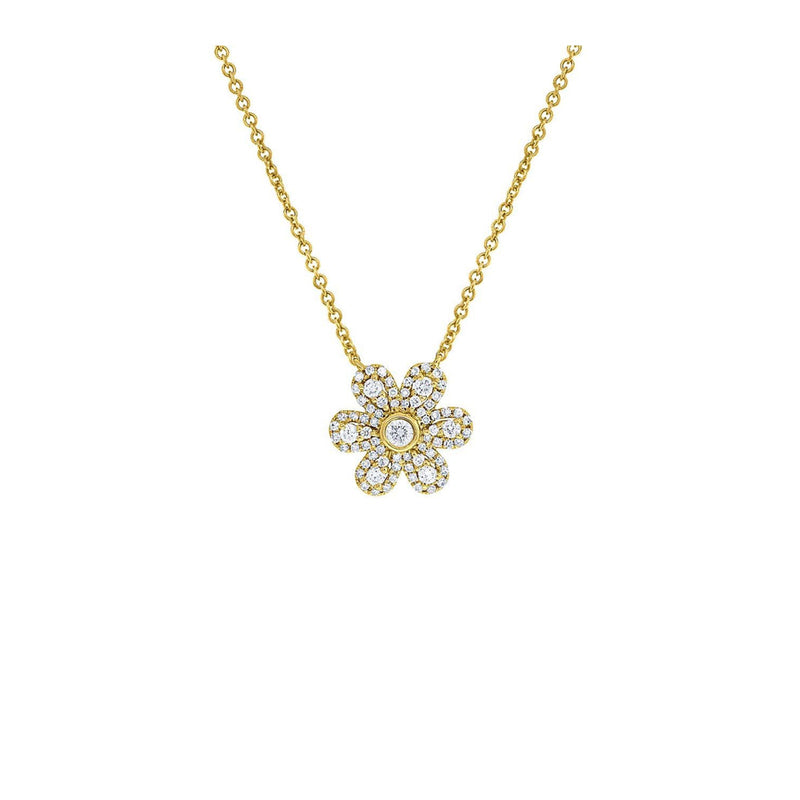 Shy Creation Diamond Flower Necklace 0.32 CT-Shy Creation Diamond Flower Necklace - SC55005678