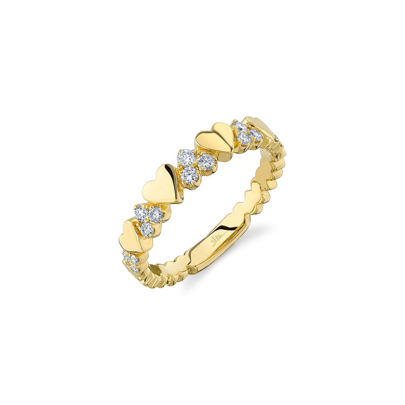Shy Creation Diamond Heart Band 0.26 CT-Shy Creation Diamond Heart Band - SC55022923V2 - Shy Creation Diamond Heart Band in 14 karat yellow gold with alternating diamond hearts.