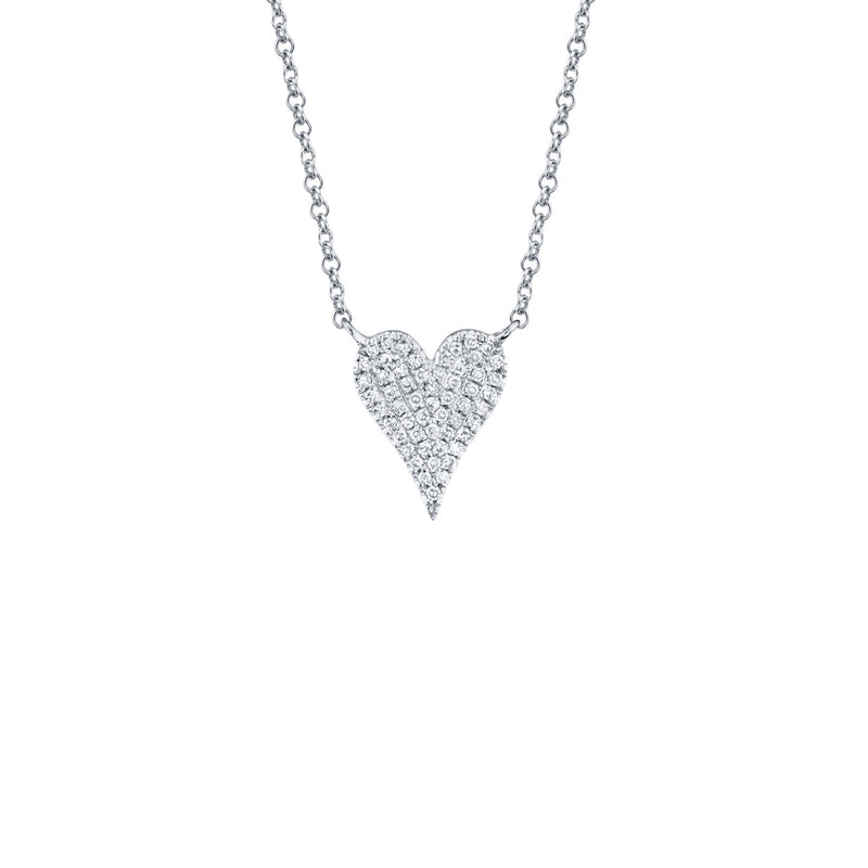 Shy Creation Diamond Heart Necklace 0.11 CT-Shy Creation Diamond Heart Necklace in 14 karat white gold with pave diamonds.