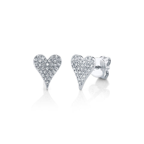 Shy Creation Diamond Heart Stud Earrings 0.14 CT-Shy Creation Diamond Heart Stud Earrings - SC55006928