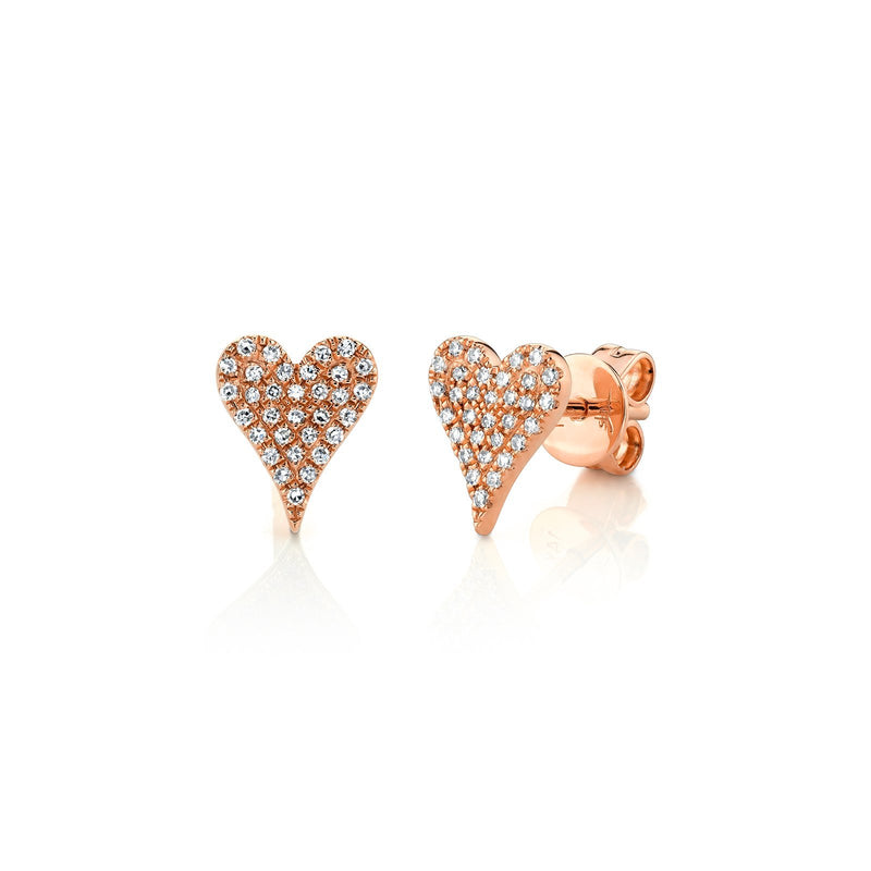 Shy Creation Diamond Heart Stud Earrings 0.14 CT-Shy Creation Diamond Heart Stud Earrings - SC55006930